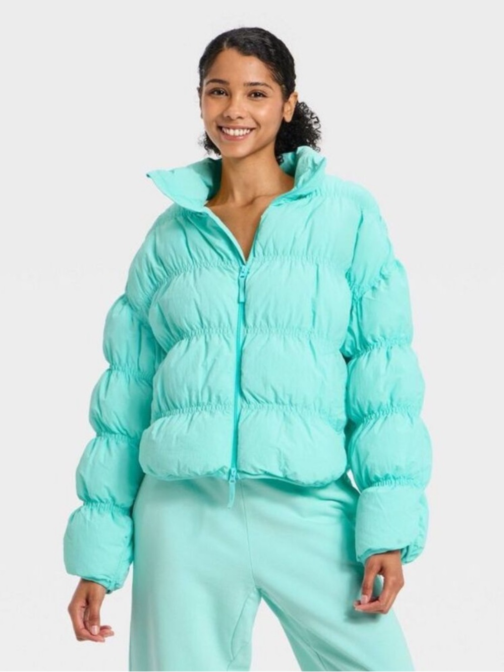 JoyLab Mint Aqua Quilted Puffer Jacket. XXL